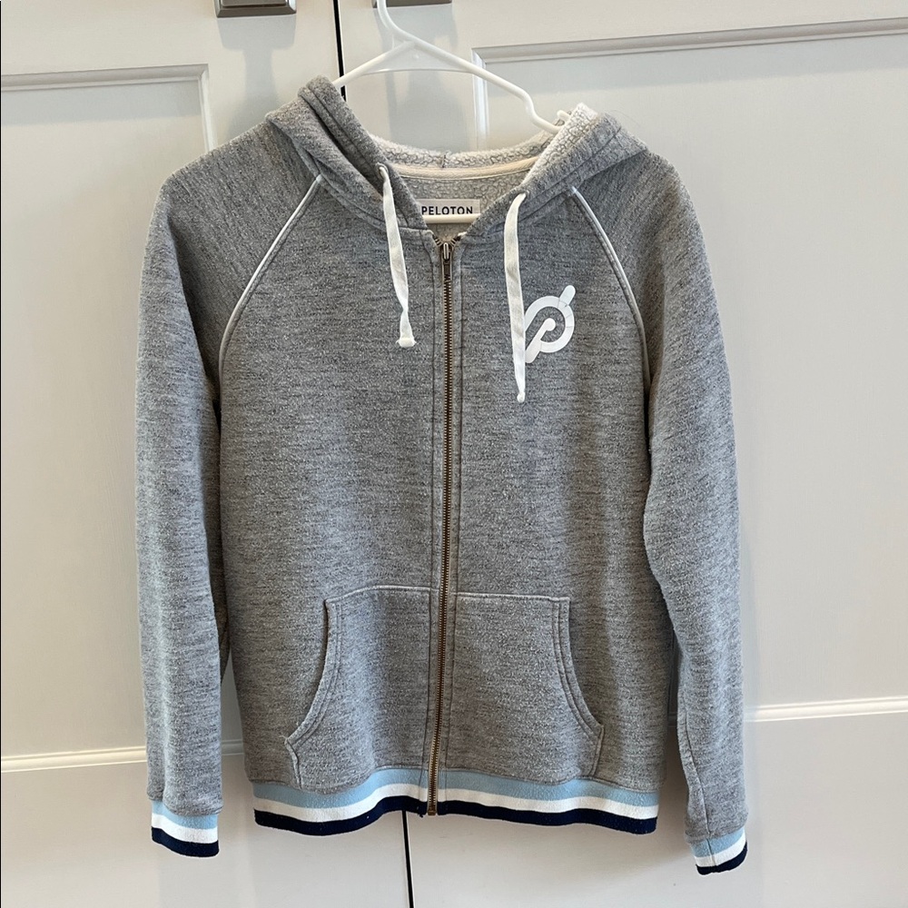 Peloton Heather Gray Zip-Up Hoodie